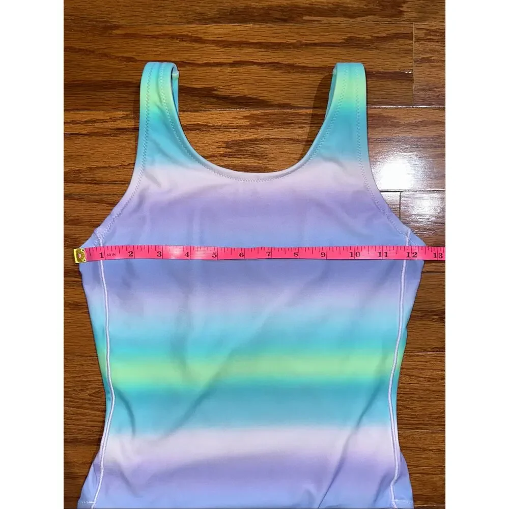 Athleta Girl Scoop Aura Ombre Blue Purple One Piece Swimsuit Size M 8-10